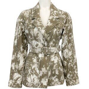 Jason Wu Olive / Ivory Belted One Button Jacket